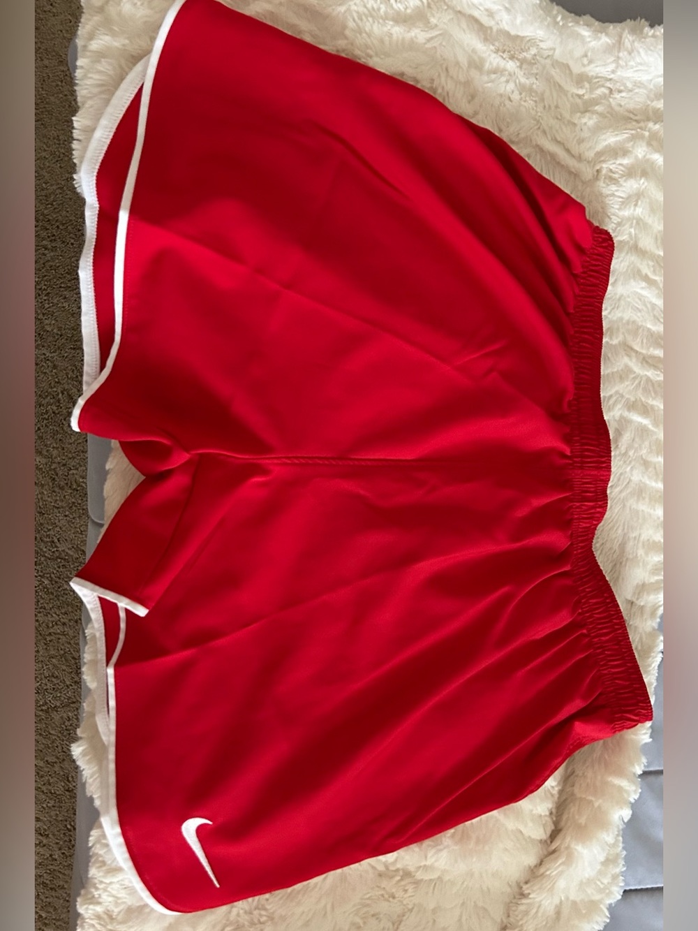 Red Athletic Shorts with Slim Fit Label